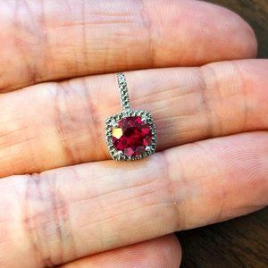 1.25 Carat Natural Ruby & Sterling Silver Pendant